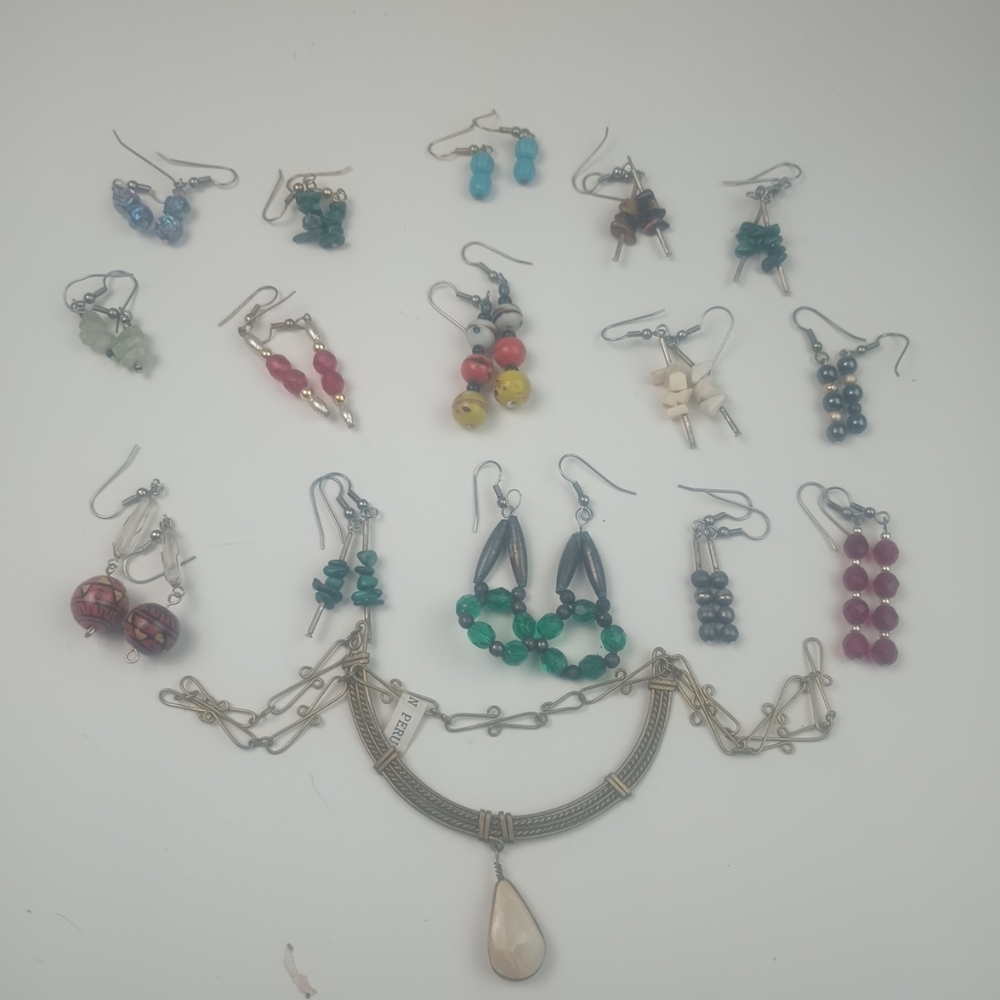Lot of 15 drop Bangle vintage homemade earrings